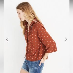 Madewell Raglan Peasant Shirt in Burnt Orange Size XS